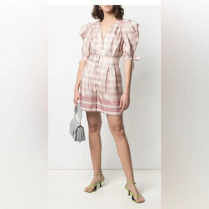! Alberta Ferretti high-rise check-print satin shorts sz 6
